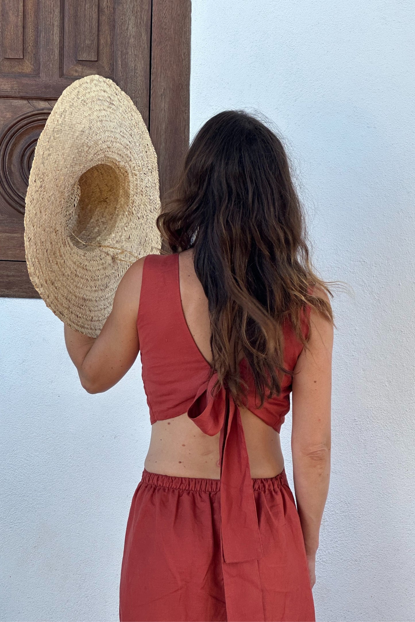 Faya Linen Dress Brick