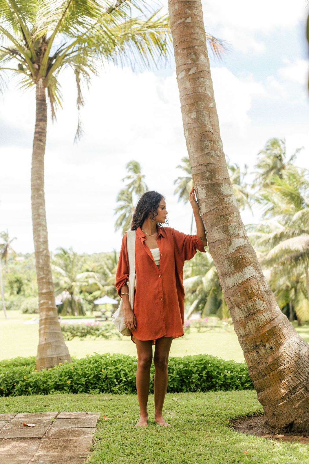 Jane beach shirt rusty color linen 